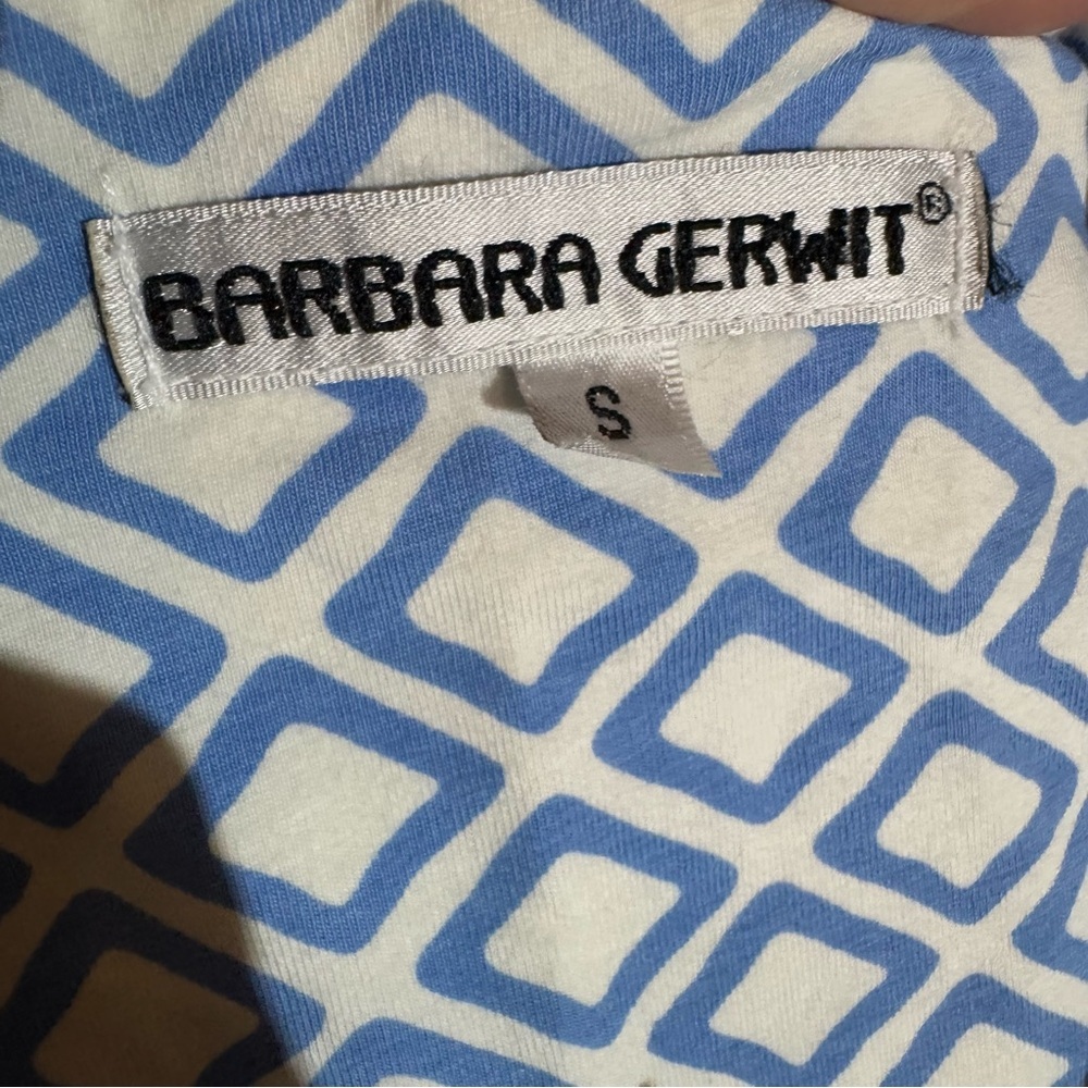 Barbara gerwitt // light blue, white coral print v neck dress sz small mpm - Picture 7 of 8